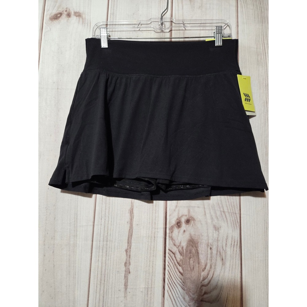 All In Motion Womens Mid Rise Knit Skort Black Athletic Tennis‎ Golf Size M NWT